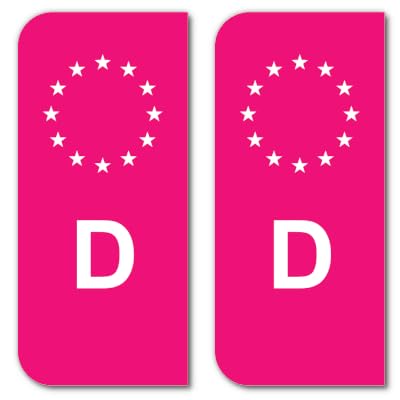 2X Spaß-Aufkleber überkleben Nummernschild EU-Feld passgenau auf Kfz-Kennzeichen (Parkplatzschild, Messe, Ausstellung etc.) 2er-Set Vinyl-Sticker 11x5cm wetterfest Pink (Farbe anpassbar) von MY-BABY-SHOP