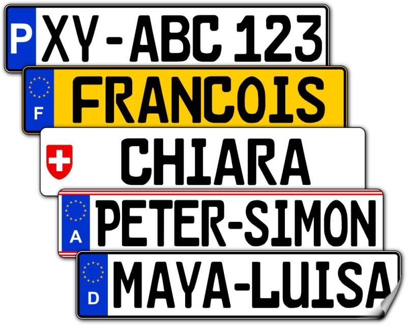 Nummernschild Aufkleber (Großbritannien, ca. 26 x 5,5 cm) - Mit Name/Wunschtext von MY-BABY-SHOP