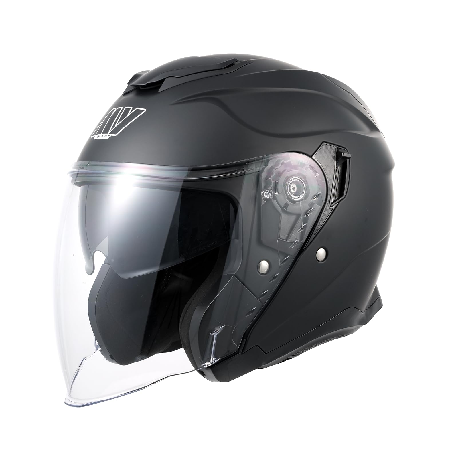 MY Jethelm Rollerhelm mit Sonnenblende,ECE22.06 Zertifizierter,Komfort-Innenfutter Komplett Herausnehmbar,Motorradhelm Mofa Vespa Helm für Herren und Damen,Modell MY-835 (Mattschwarz, L) von MY