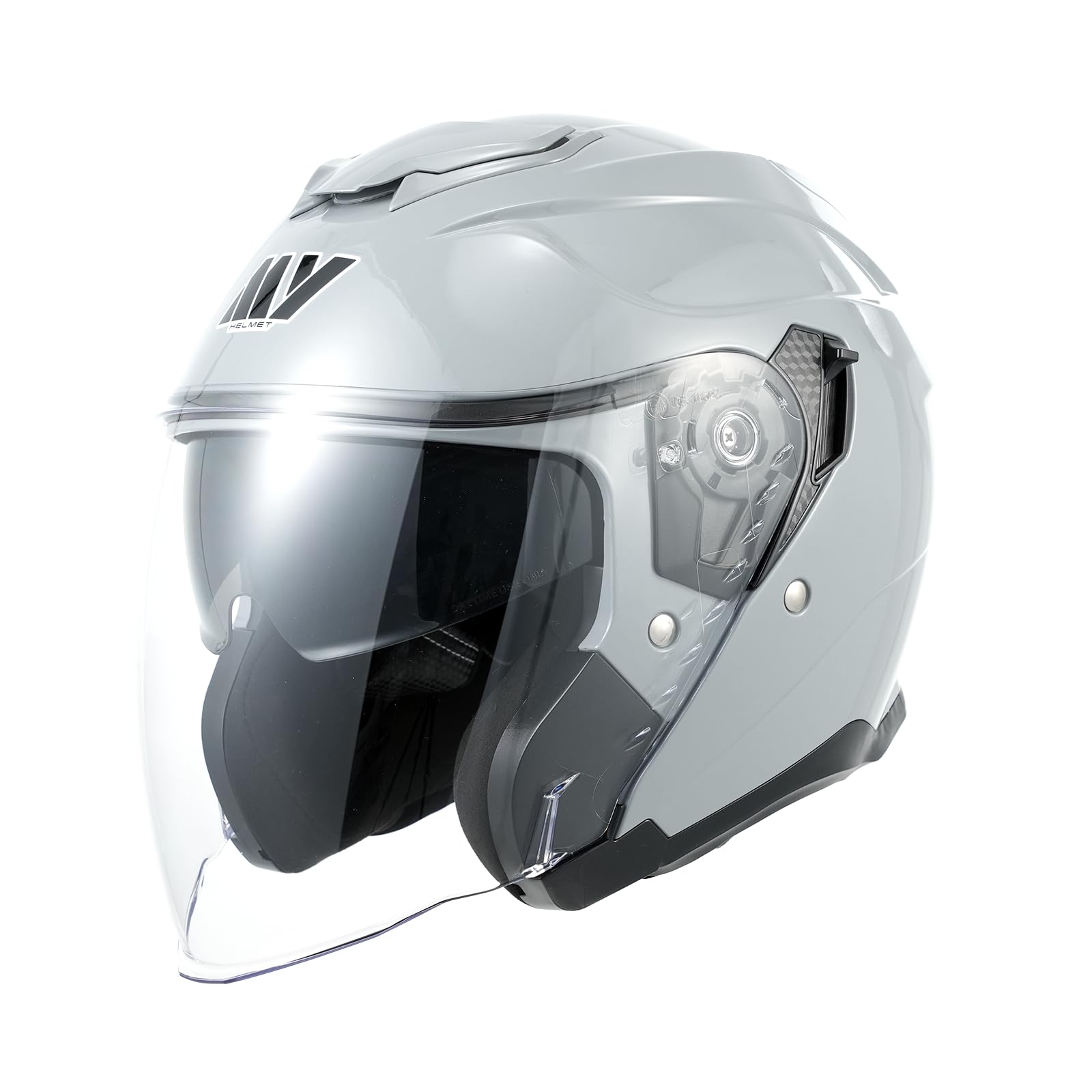 MY Jethelm Rollerhelm mit Sonnenblende,ECE22.06 Zertifizierter,Komfort-Innenfutter Komplett Herausnehmbar,Motorradhelm Mofa Vespa Helm für Herren und Damen,Modell MY-835 (Nardo Gray, L) von MY