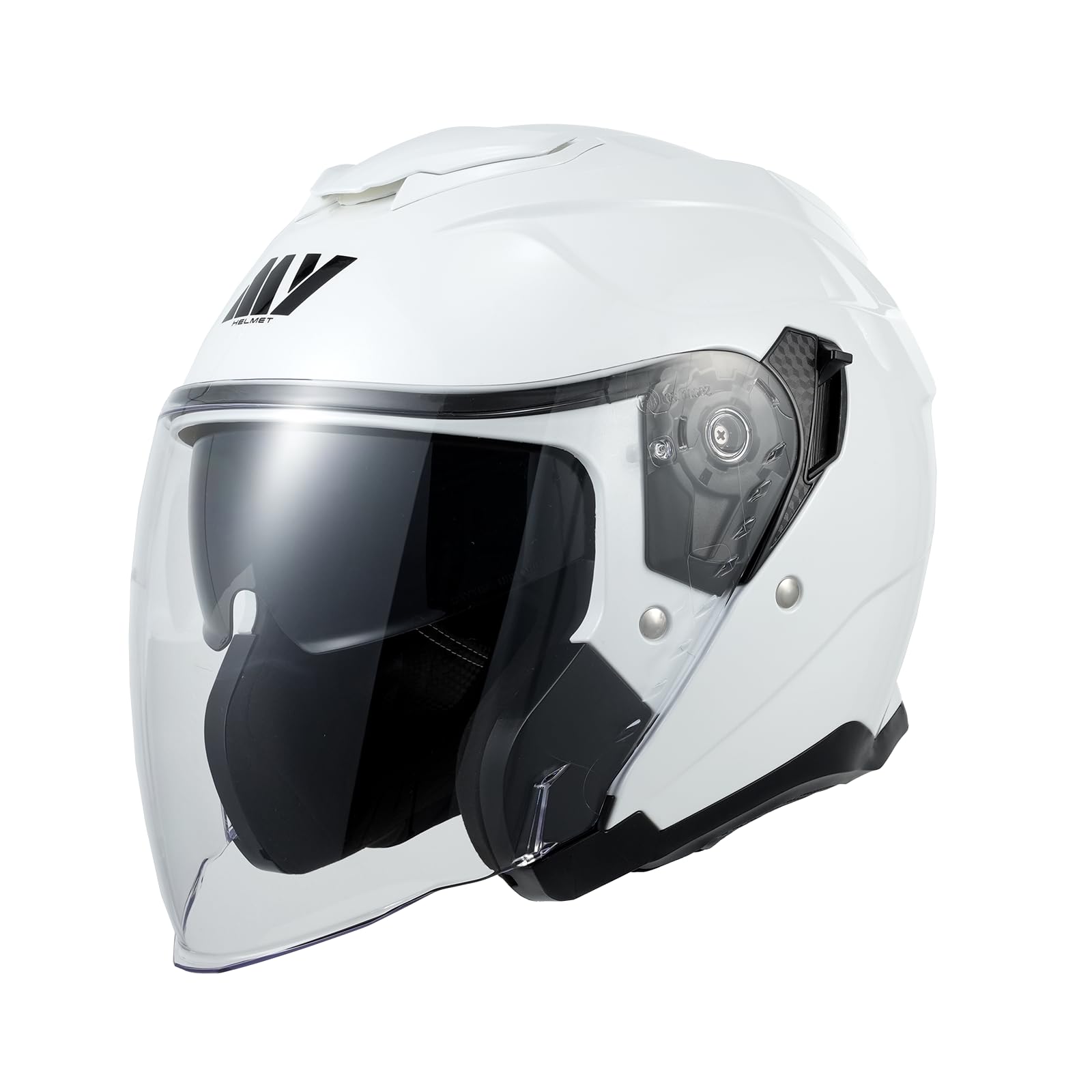 MY Jethelm Rollerhelm mit Sonnenblende,ECE22.06 Zertifizierter,Komfort-Innenfutter Komplett Herausnehmbar,Motorradhelm Mofa Vespa Helm für Herren und Damen,Modell MY-835 (Weiß, M) von MY