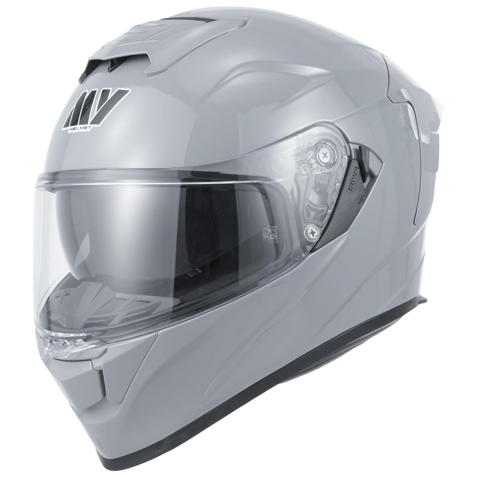 MY Motorrad Integralhelm Vollvisierhelm Mopedhelm mit Sonnenblende für Damen Herren,ECE 22.06 Genehmigung,Modell MY-936 (Grau, S) von MY