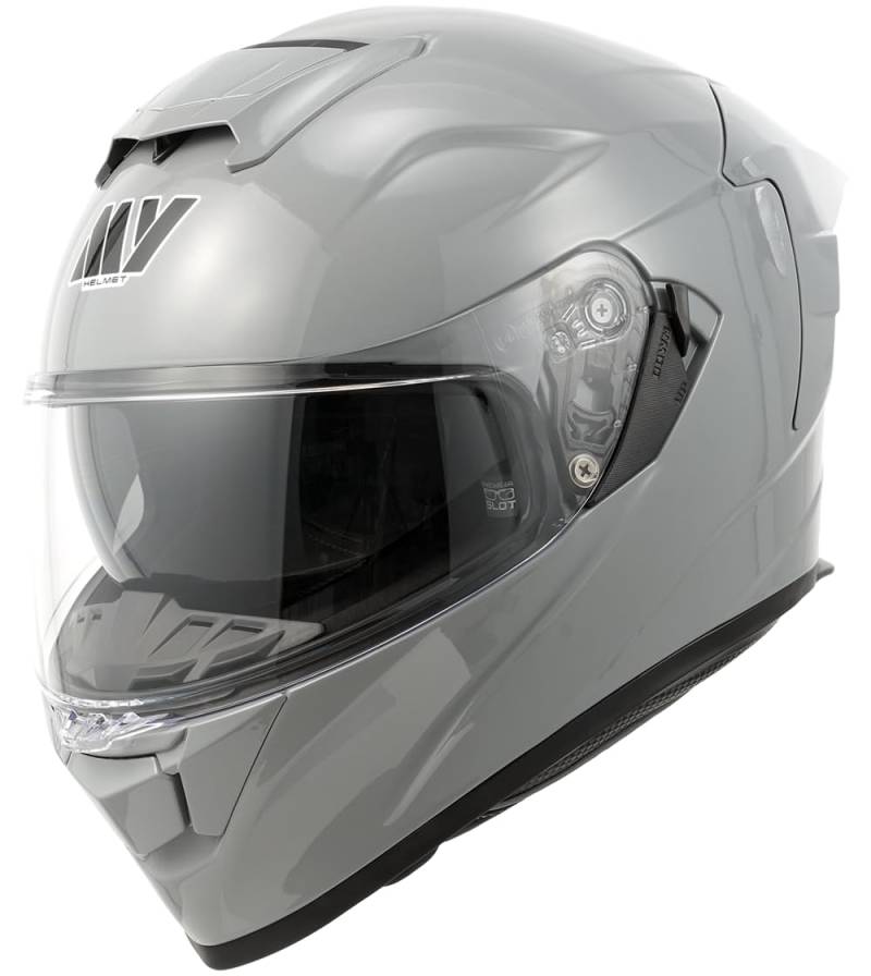 MY Motorrad Integralhelm Vollvisierhelm Mopedhelm mit Sonnenblende für Damen Herren,ECE 22.06 Genehmigung,Modell MY-936 (Grau, S) von MY