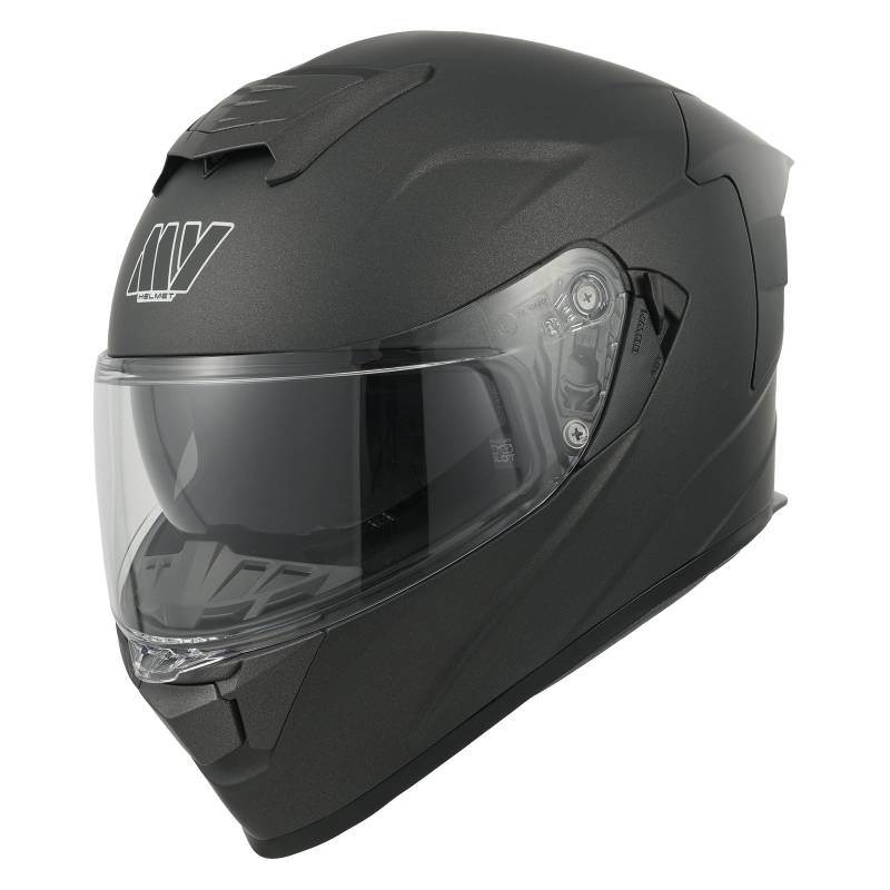 MY Motorrad Integralhelm Vollvisierhelm Mopedhelm mit Sonnenblende für Damen Herren,ECE 22.06 Genehmigung,Modell MY-936 (Matt Titanium, L) von MY