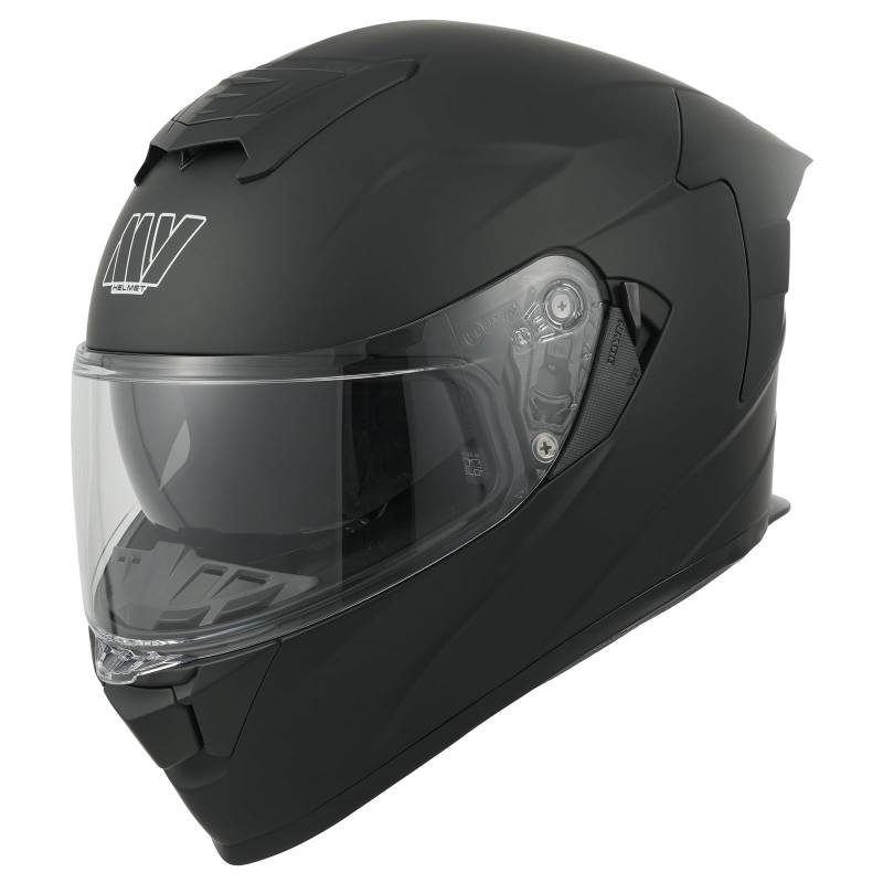 MY Motorrad Integralhelm Vollvisierhelm Mopedhelm mit Sonnenblende für Damen Herren,ECE 22.06 Genehmigung,Modell MY-936 (Mattschwarz, L) von MY