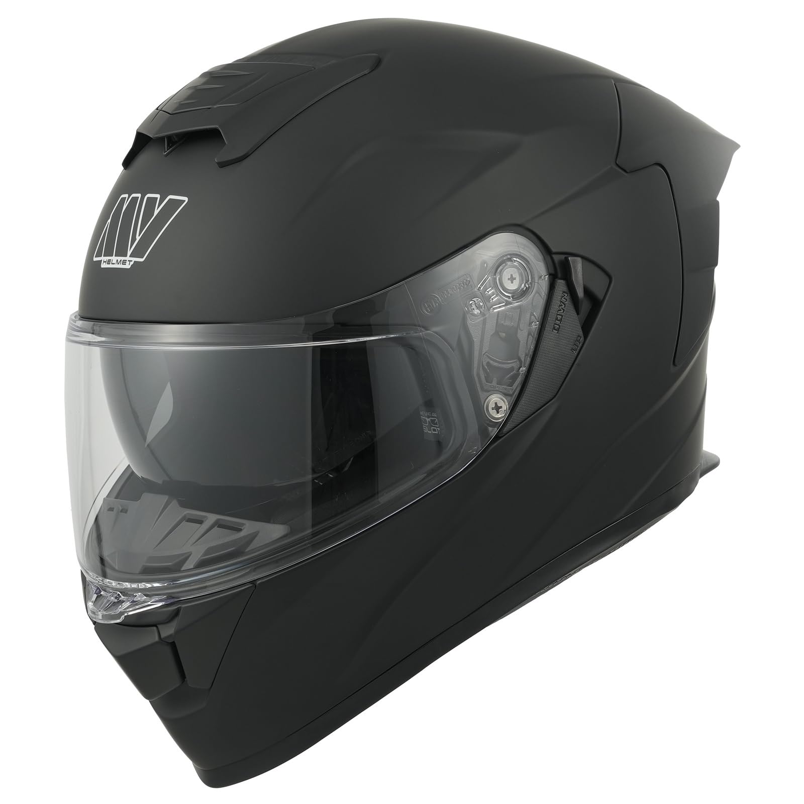 MY Motorrad Integralhelm Vollvisierhelm Mopedhelm mit Sonnenblende für Damen Herren,ECE 22.06 Genehmigung,Modell MY-936 (Mattschwarz, M) von MY