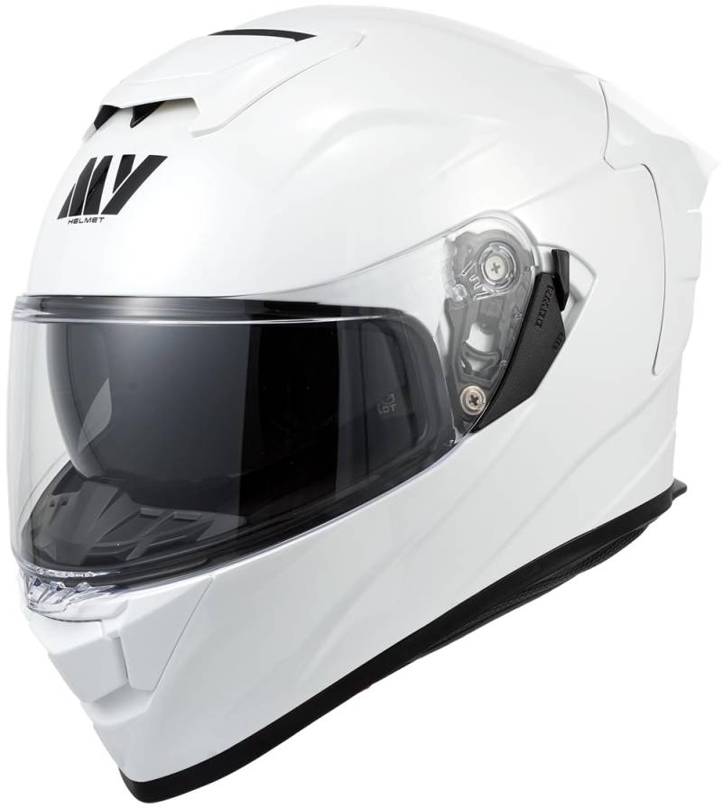 MY Motorrad Integralhelm Vollvisierhelm Mopedhelm mit Sonnenblende für Damen Herren,ECE 22.06 Genehmigung,Modell MY-936 (Weiß, M) von MY