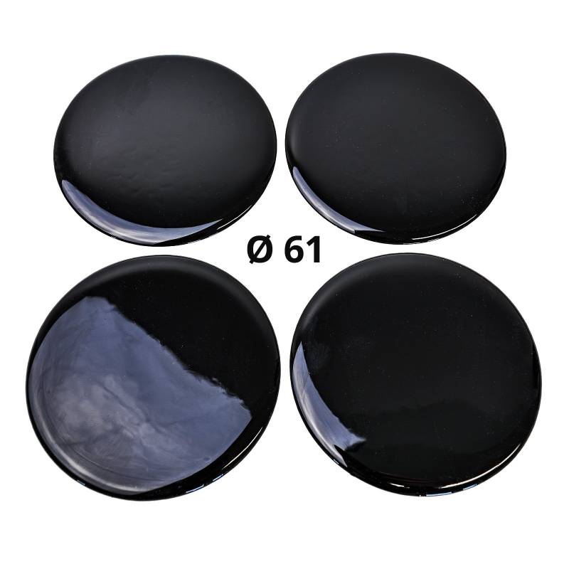 4x Silikon Aufkleber/Embleme für Nabenkappen | Motiv: Black/Schwarz | Durchmesser: 61 mm von MYBA-S