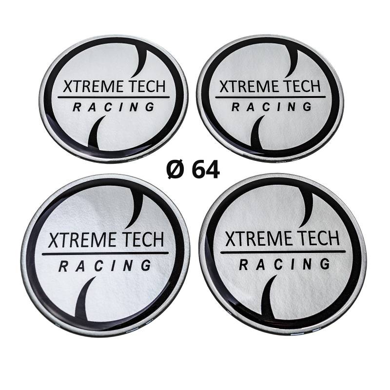 4x Silikon Aufkleber/Embleme für Nabenkappen | Motiv: XTREME TECH Racing | Durchmesser: 64 mm von MYBA-S