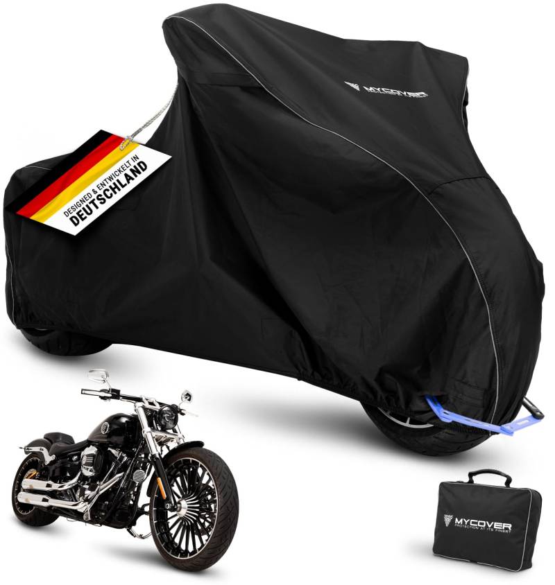 MYCOVER handgefertigte Chopper Abdeckplane Motorradabdeckung Winterfest wasserdicht - reißfeste & robuste Chopper Abdeckhaube -Outdoor & Indoor Motorcycle Cover - Größe C-XL+ von MYCOVER