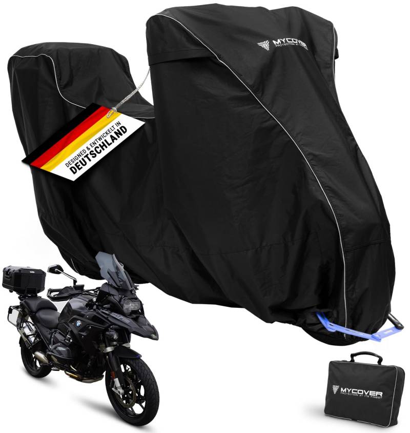 MYCOVER handgefertigte Motorrad Abdeckplane Motorradabdeckung Winterfest wasserdicht - reißfeste & robuste Motorradplane -Outdoor & Indoor Motorcycle Cover - Größe XL+GT+TC von MYCOVER