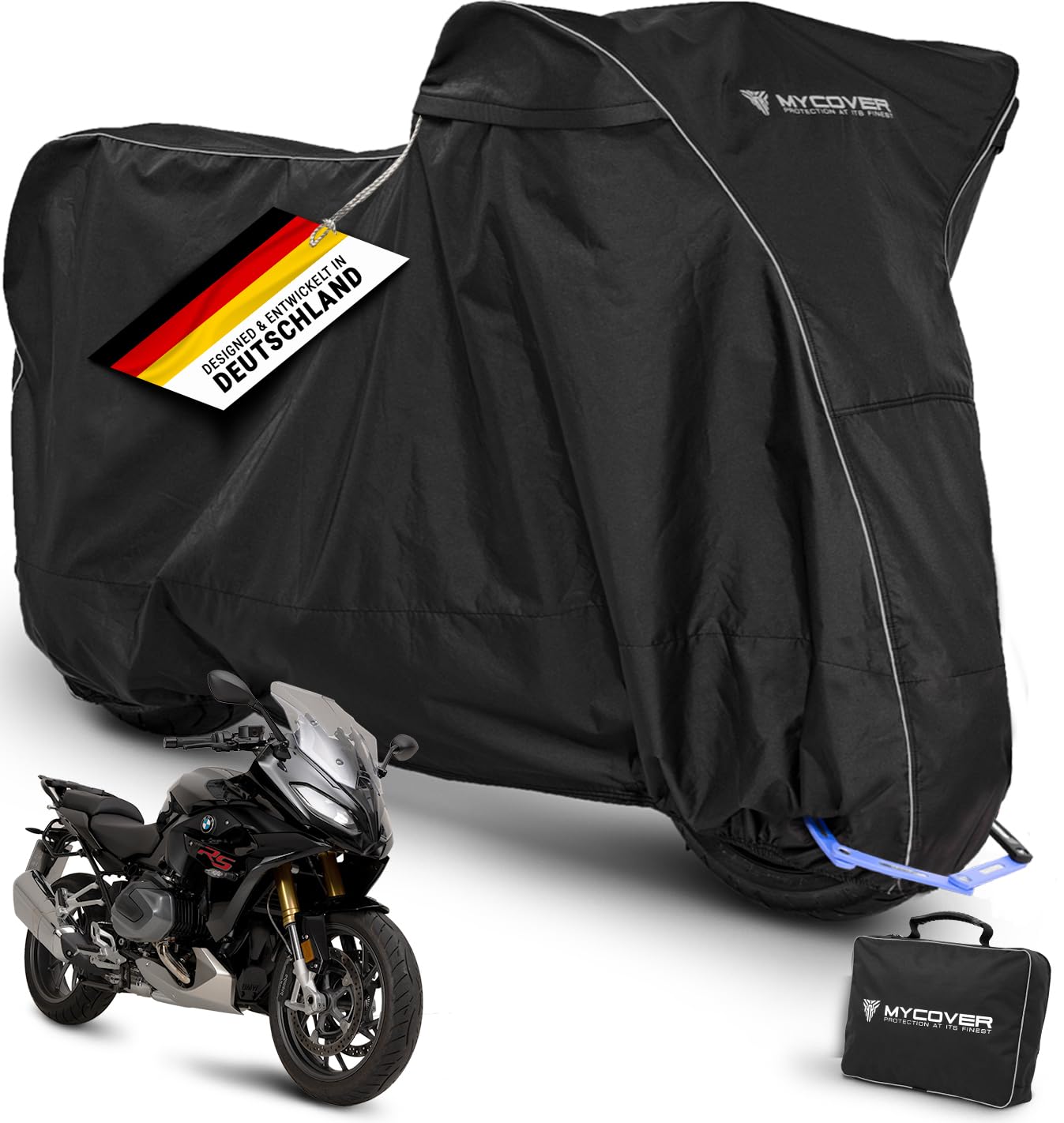 MYCOVER handgefertigte Motorrad Abdeckplane Motorradabdeckung Winterfest und wasserdicht - reißfeste & robuste Motorradplane -Outdoor & Indoor Motorcycle Cover - Größe XL von MYCOVER