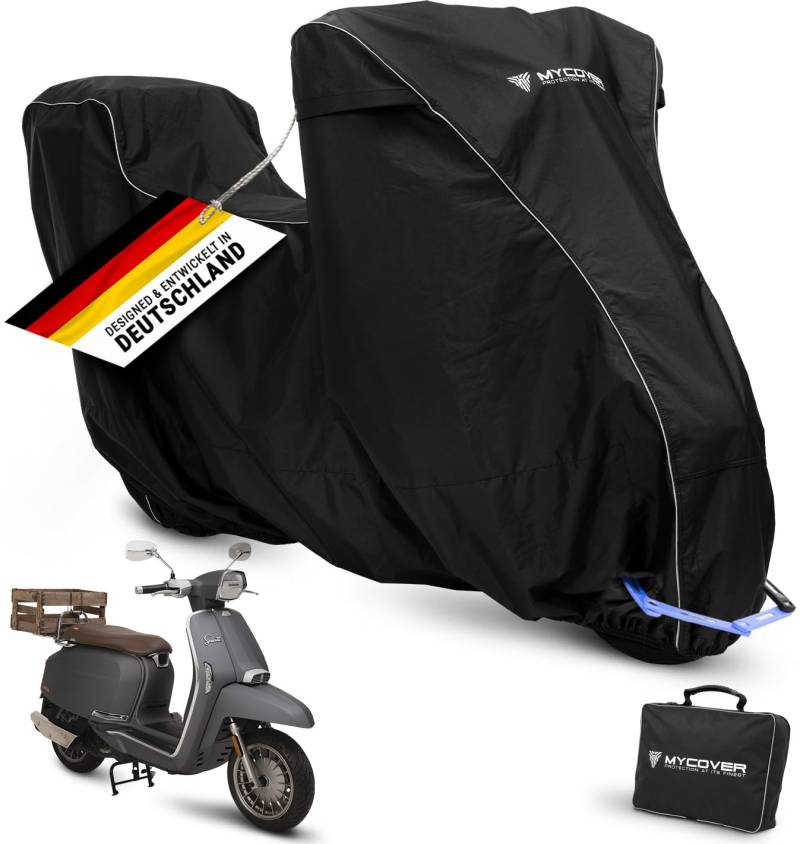 MYCOVER handgefertigte Roller Abdeckplane - Abdeckplane Outdoor mit Topcase Atmungsaktiv und wasserdicht - Scooter Moped - Motorroller- Garage - Größe M+TC von MYCOVER