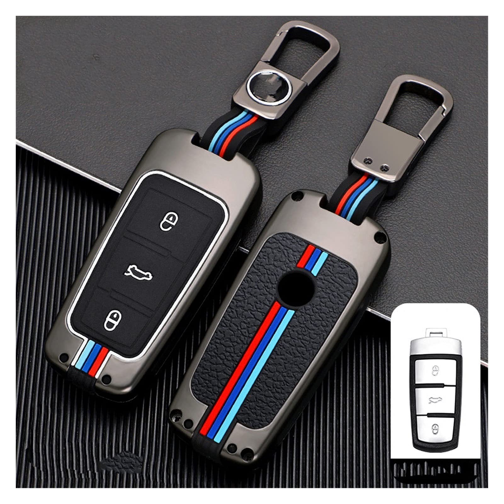 MYDH Autoschlüssel Schlüssel Hülle Schlüsselanhänger Wearable Auto Key Case Cover Tasche Für VW Für Volkswagen CC Für Passat CC B6 B7 Schutzschlüsselschale (Farbe : Grau) von MYDH