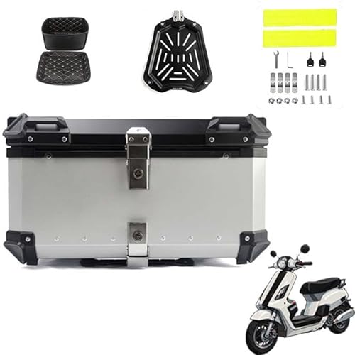 MYJDML Motorrad-Topcase für Yamaha NVX 2020, Haltbar Motorcycle Suitcase Wasserdicht Motorrad Heckkasten Motorrad Tail Box Tragbares Motorrad Heckbox Koffer,65L-Silver von MYJDML