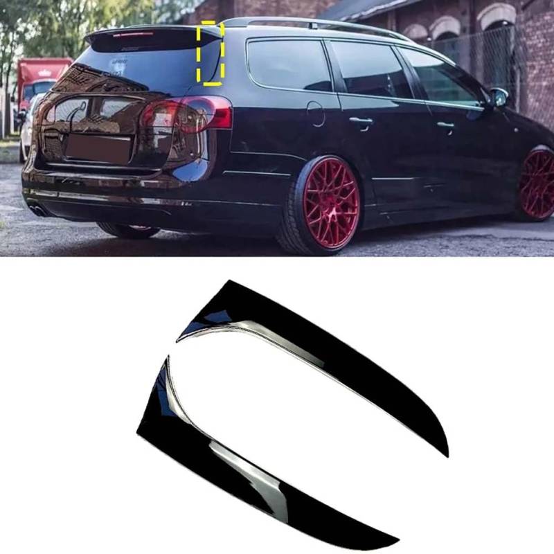 2 Stück ABS Auto Heckscheibe Seitenspoiler Glanz Schwarz Spoiler Splitter für Volkswagen VW Travel Version Passat B6 Wagon Auto Zubehör von MYMOMS