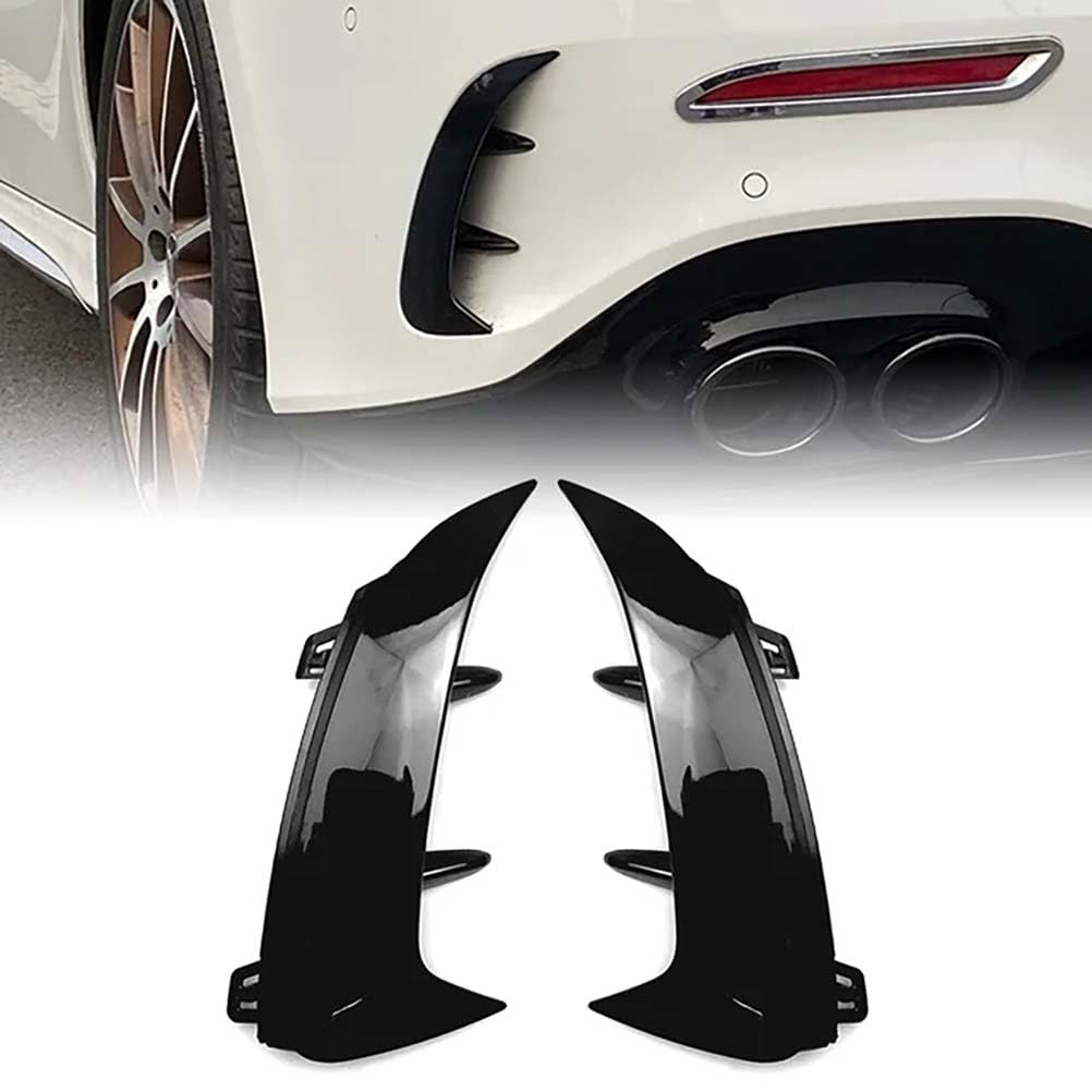 2 Stücke ABS Auto Heckstoßstange Splitter Spoiler Canard Air Vent für Mercedes Benz V177 W177 A-Klasse A200 A220 A35 2018 2018-2022,Glossy Black von MYMOMS