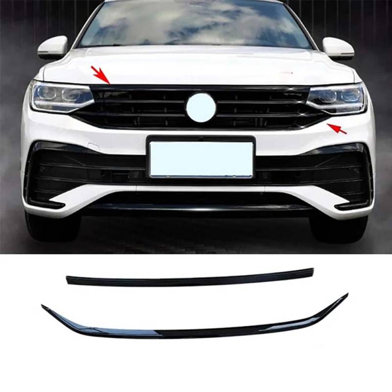 ABS glänzend schwarz Frontgrill Sport Schwarz Body Kit Mittelgrill Zierleiste Abdeckleiste Zierleiste für Volkswagen Tiguan 2022 2023,2pcs von MYMOMS