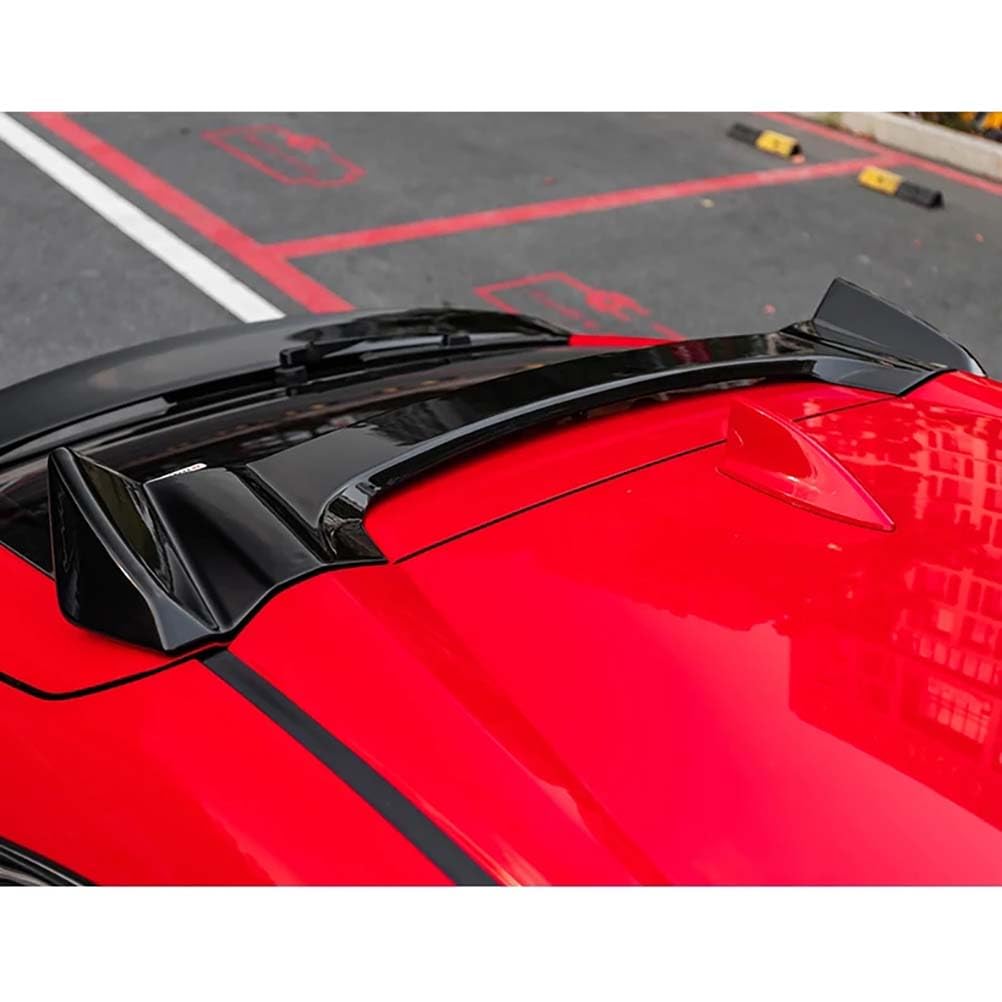 MYMOMS ABS-Dachspoilerverkleidung, Karosserie-Set für H-onda Civic Schrägheck FK7 2016–2021, hintere Dachabdeckung, Spoiler, Heckflügel-Diffusor, Auto-Modifikation,Glossy Black von MYMOMS