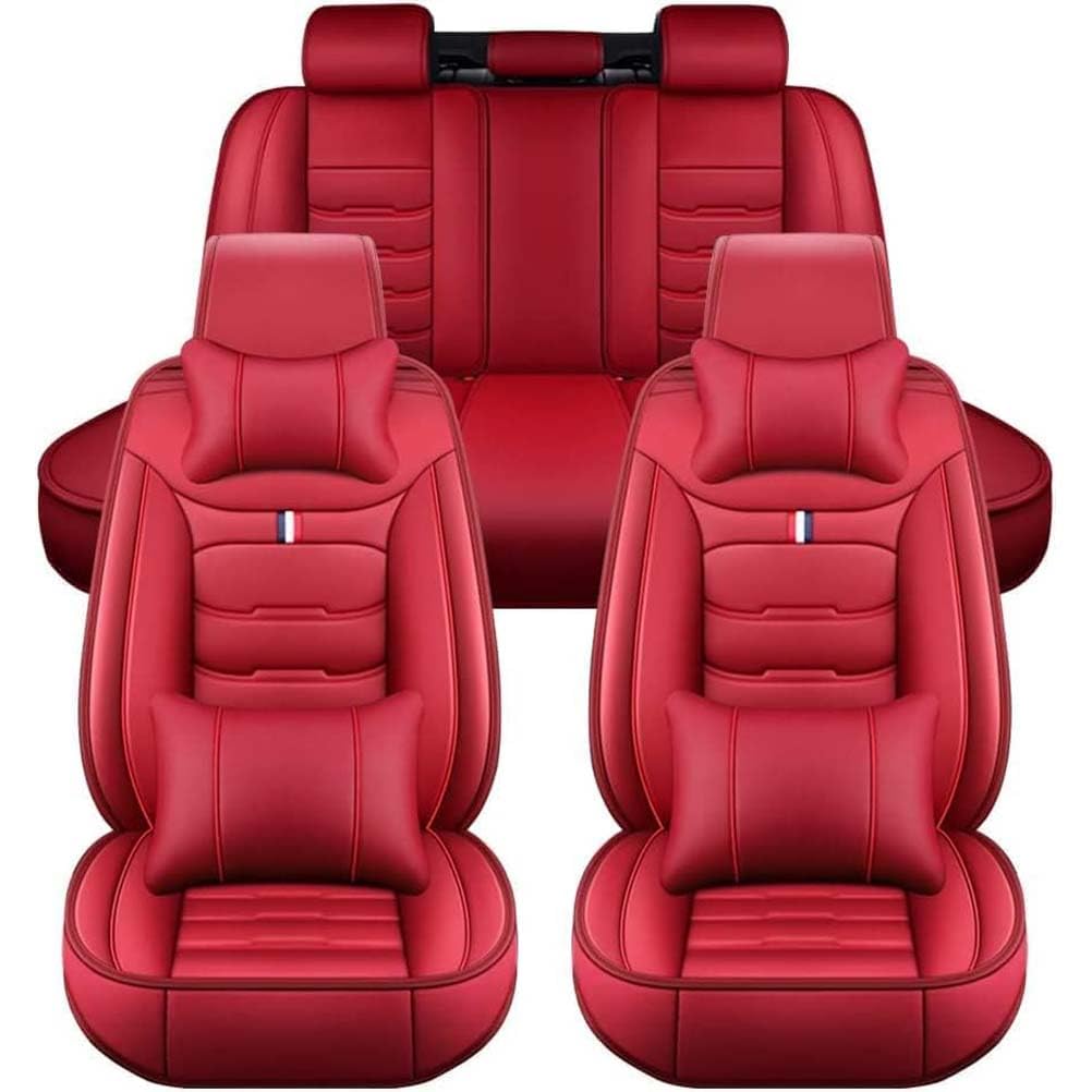 MYMOMS Autositzbezug-Set für Audi Q3 Sportback 2020 2021 2022 2023, vollständig umschlossenes Schutzpolster aus PU-Leder, kratzfestes Innenzubehör,Red von MYMOMS