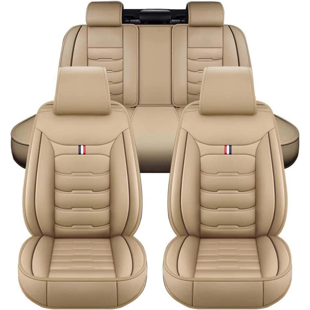 MYMOMS Autositzbezug-Set für Benz AMG GT 4 Seats 2019 2020 2021 2022, vollständig umschlossenes Schutzpolster aus PU-Leder, kratzfestes Innenzubehör,Beige von MYMOMS