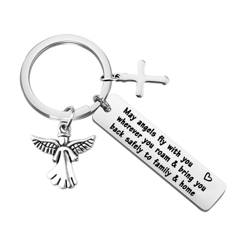 MYOSPARK Reise-Gebets-Schlüsselanhänger May Angels Fly with You Wherever You Roam, Geschenk für Reisende, Mögen Engel mit dir fliegen, 1.97inch*0.47inch von MYOSPARK