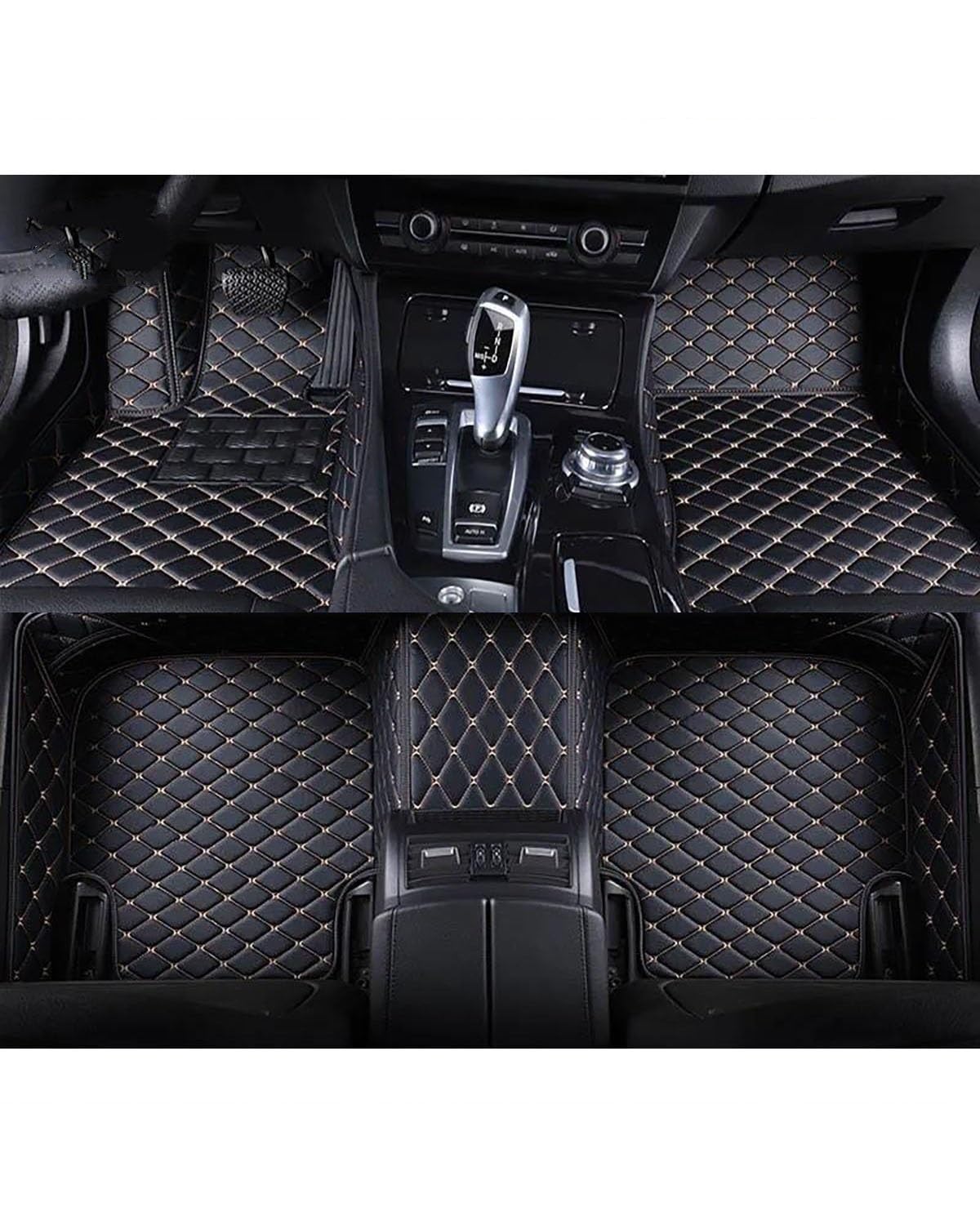 Auto Fussmatte 1Set Auto-Fußmatten Für KIA Für Borrego Für Mohave Auto Fuß Teppich Auto Fußraum Matten Auto Zubehör Auto Fußmatten(Black Beige) von MYSSJS