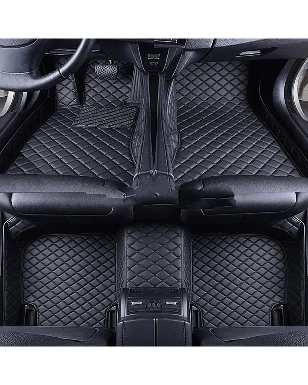 Auto Fussmatte Auto-Fußmatten Für X3 Für E83 2003-2010 Für F25 2011-2017 Für G01 2018-2023 Innenausstattung Leder Auto Fußmatten(All Black 5 Seat,for X3 F25 11-17) von MYSSJS