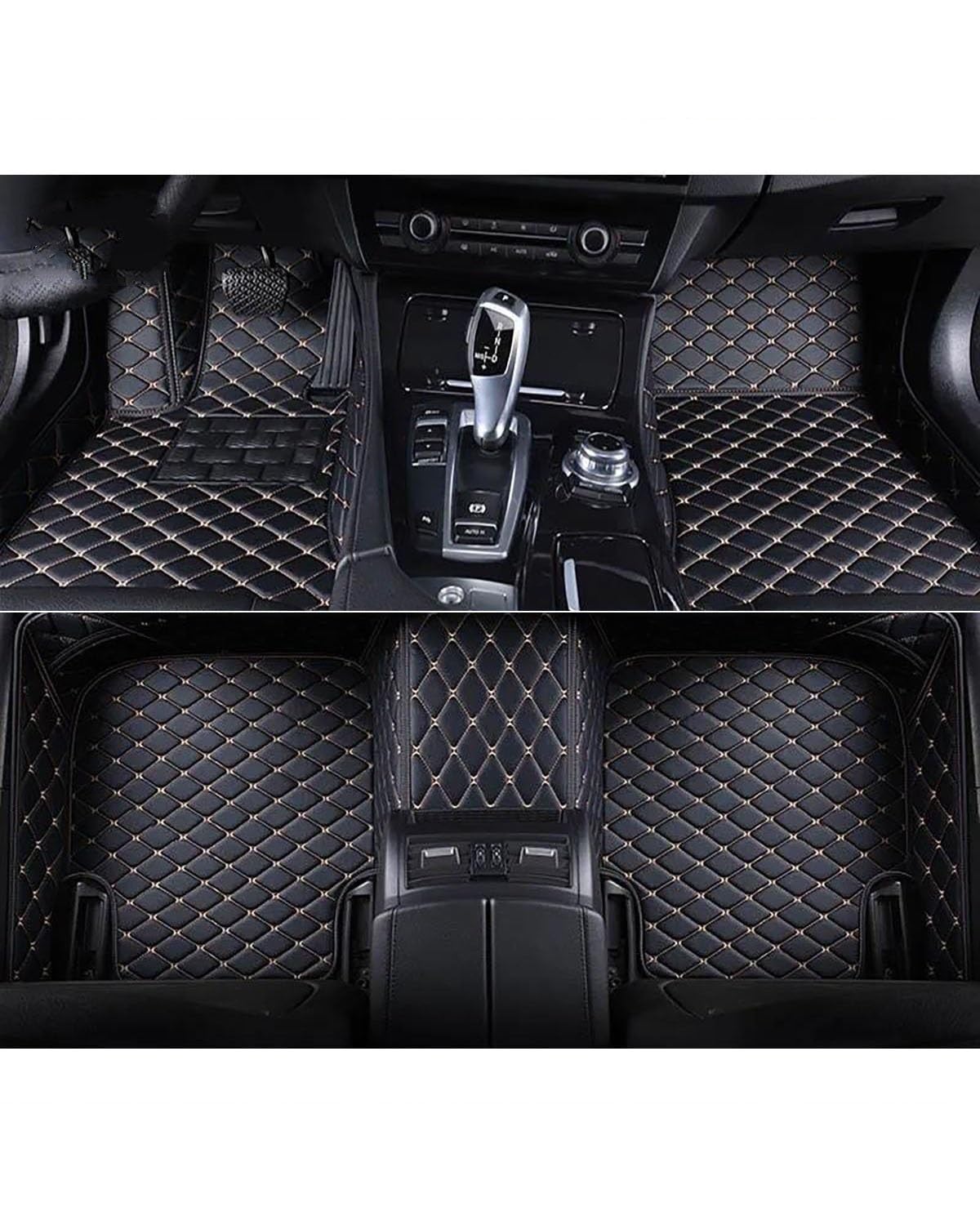 MYSSJS Auto Fussmatte 1Set Auto-Fußmatten Für F15 Für X5 2014 2015 2016 2017 2018 Auto-Fußteppich Auto-Fußraummatten Autozubehör Auto Fußmatten(Black Beige) von MYSSJS