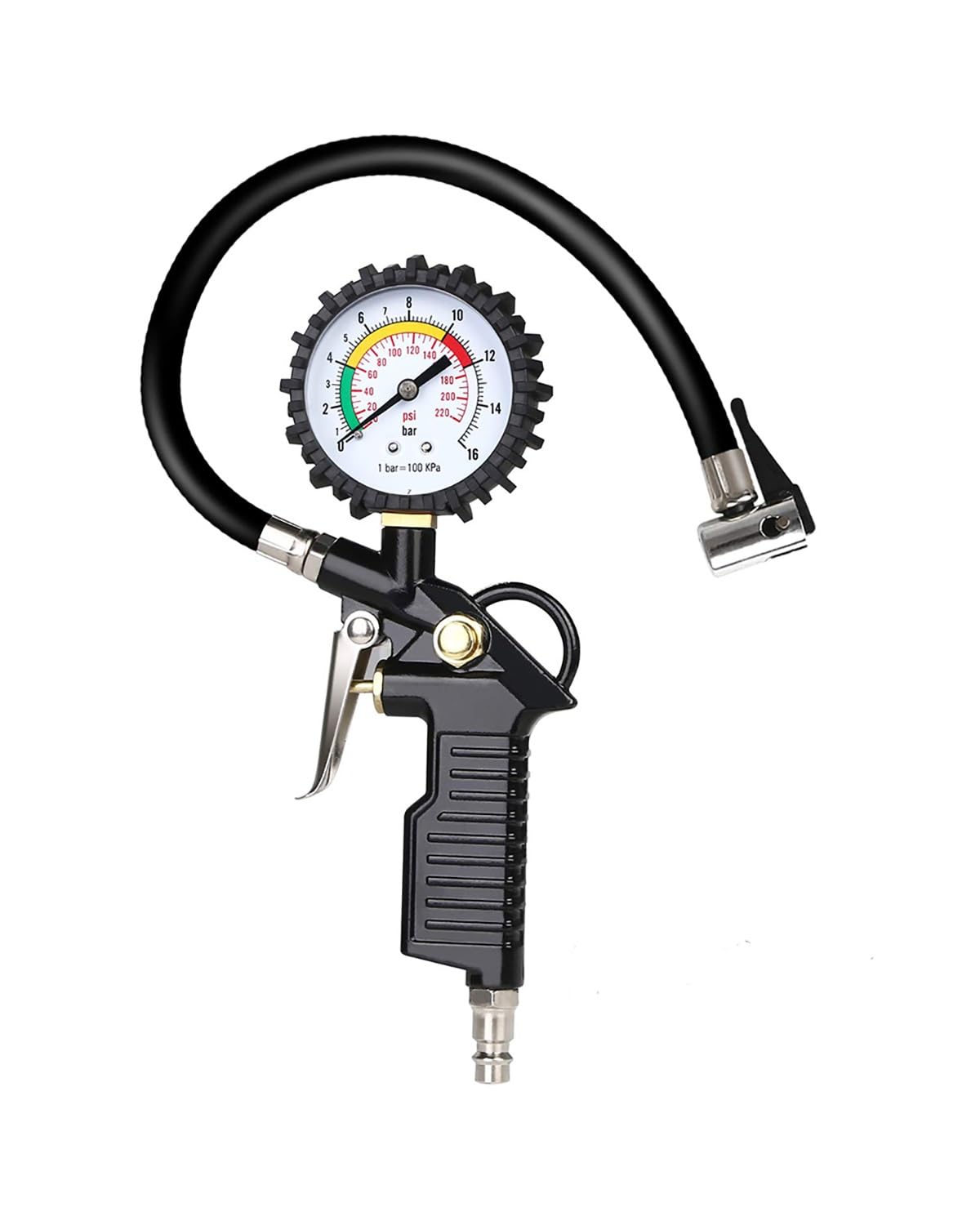 ReifendruckprüFer Digitale 0-220PSI Luft Reifen Inflation Gun Für Auto Van Reifen Werkzeug Ttyre Druck Gague Gun Druck Guage Tester Luft Kompressor ReifenfüLler(Style Black) von MYSSJS