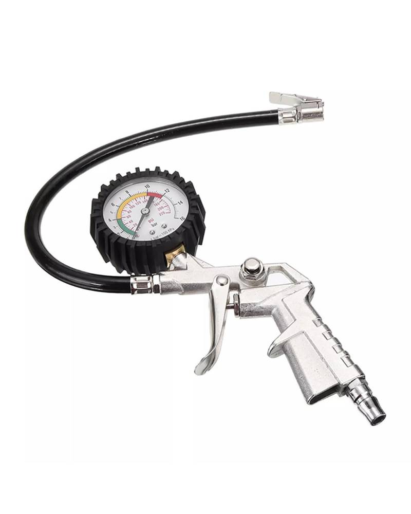 ReifendruckprüFer Digitale 0-220PSI Luft Reifen Inflation Gun Für Auto Van Reifen Werkzeug Ttyre Druck Gague Gun Druck Guage Tester Luft Kompressor ReifenfüLler(Style White) von MYSSJS