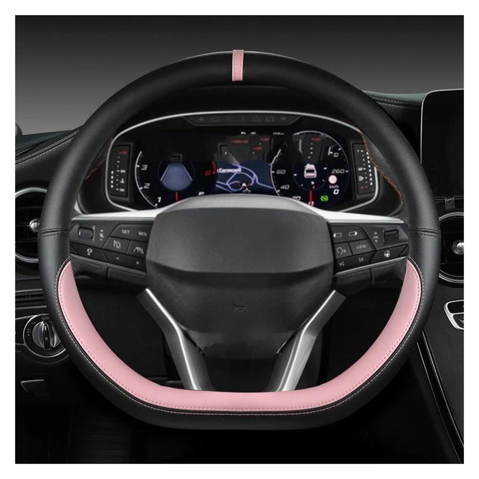 Atmungsaktiver Lenkradbezug Auto Lenkrad Abdeckung D Form Für Seat Für Ateca 2017 2020 Für Leon ST 2020 Lenkrad Schutzhülle Autoteile (Color : PINK) von MYVPRO