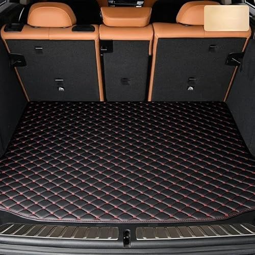 Auto Kofferraummatte wasserdichte Custom Leder Kofferraum Matte Für Geely Alle Modelle Für Emgrand EC7 X7 GX7 FE1 Autos Auto Zubehör Schutzmatten(Schwarz Rot) von MYVPRO