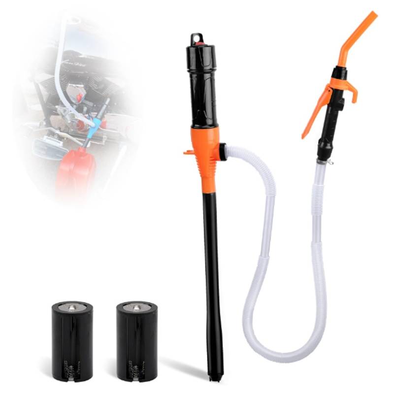 Tragbare Akkupumpe, batteriebetriebene elektrische Siphonpumpe, tragbare elektrische Akkupumpe mit kontrolliertem Durchfluss und Stoppdüse, Transferpumpe for Flüssigbrennstoff/Wasser(Orange) von MYYMKJYXGS