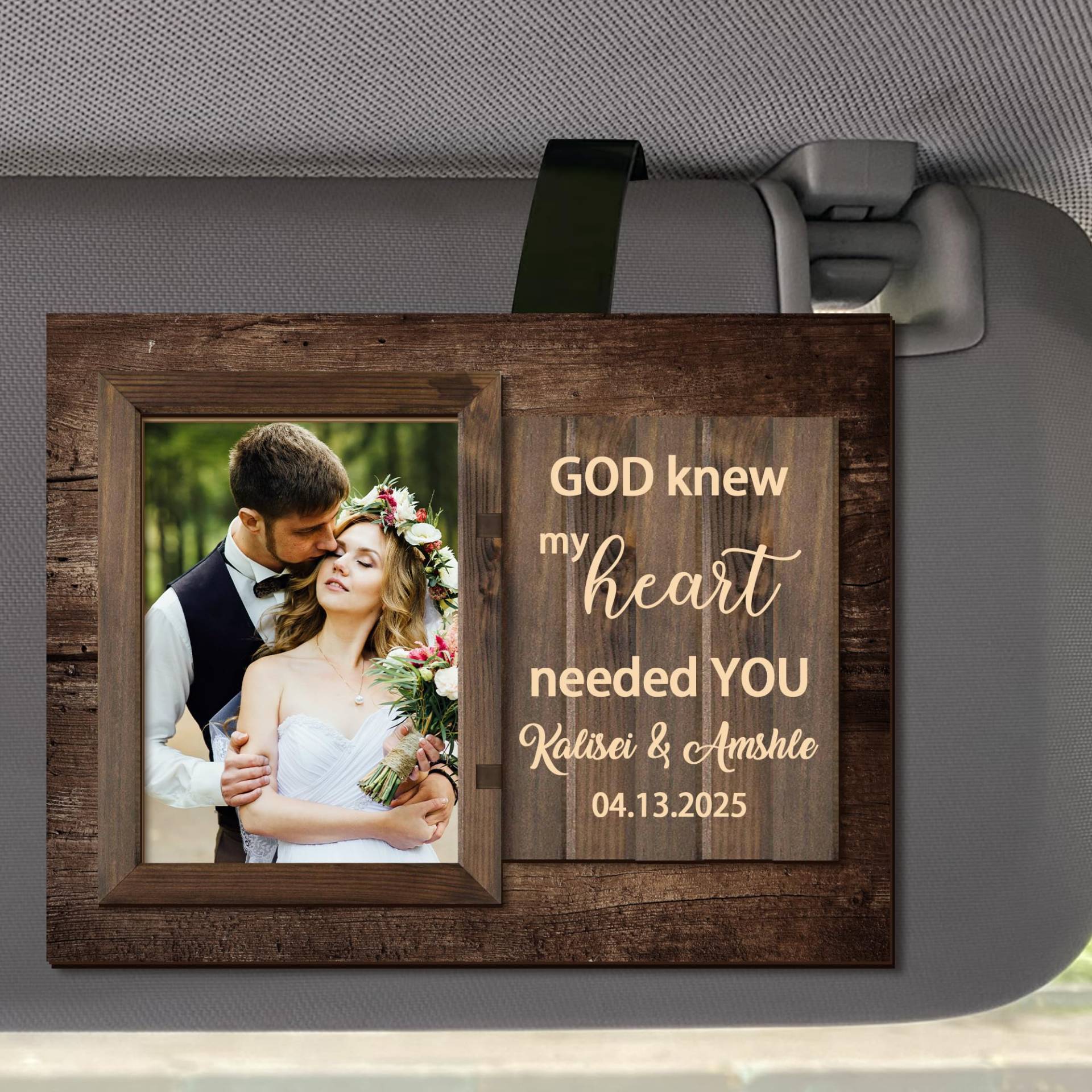 MYZQIFF Drive Safe I Love You Personalisiertes Bild Auto Visor Clip für Ehemann Freund, benutzerdefinierte Valentinstag Paar Bild Fotorahmen Auto Visor Clip, Bild Auto Foto Halter Rahmen (04) von MYZQIFF