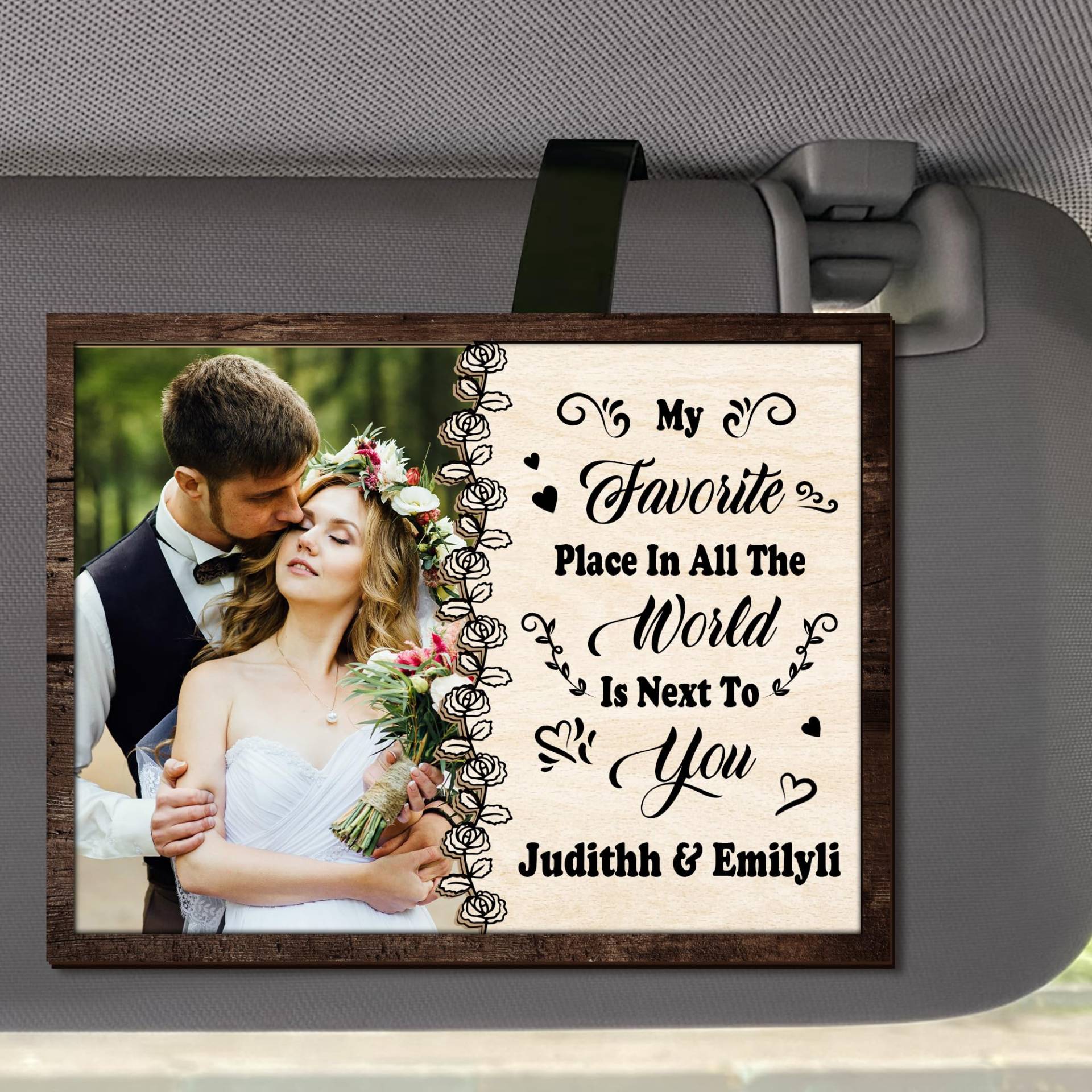 MYZQIFF Drive Safe I Love You Personalisiertes Bild Auto Visor Clip für Ehemann Freund, benutzerdefinierte Valentinstag Paar Bild Fotorahmen Auto Visor Clip, Bild Auto Foto Halter Rahmen (07) von MYZQIFF