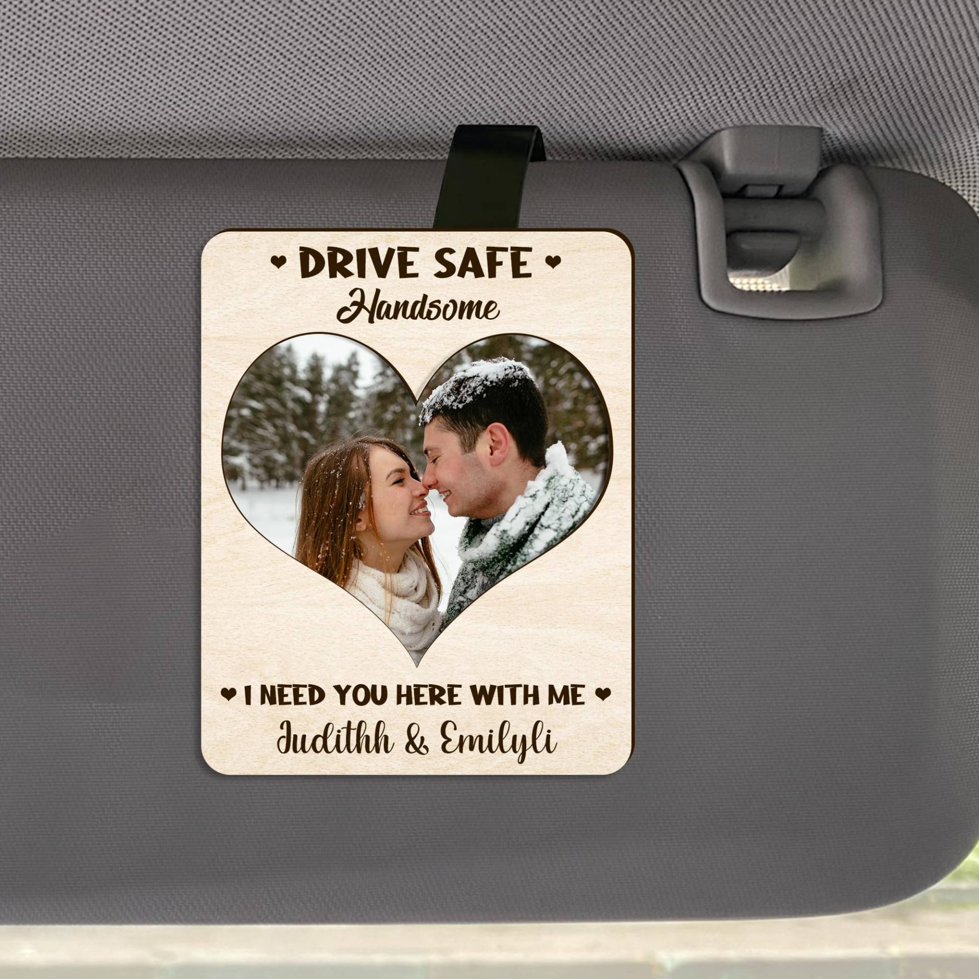 MYZQIFF Drive Safe I Love You Personalisiertes Bild Auto Visor Clip für Ehemann Freund, benutzerdefinierte Valentinstag Paar Bild Fotorahmen Auto Visor Clip, Bild Auto Foto Halter Rahmen (08) von MYZQIFF