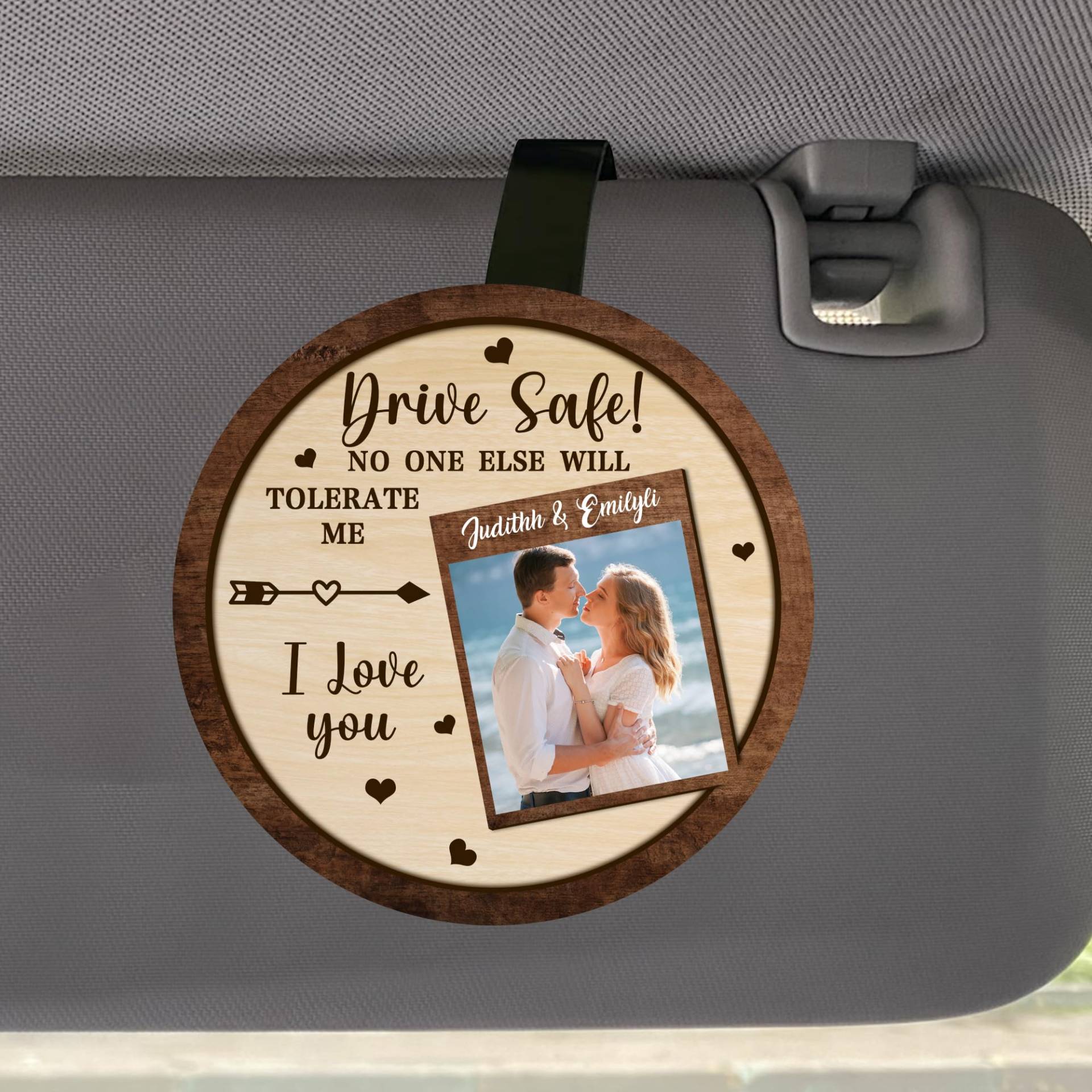 MYZQIFF Drive Safe I Love You Personalisiertes Bild Auto Visor Clip für Ehemann Freund, benutzerdefinierte Valentinstag Paar Bild Fotorahmen Auto Visor Clip, Bild Auto Foto Halter Rahmen (10) von MYZQIFF