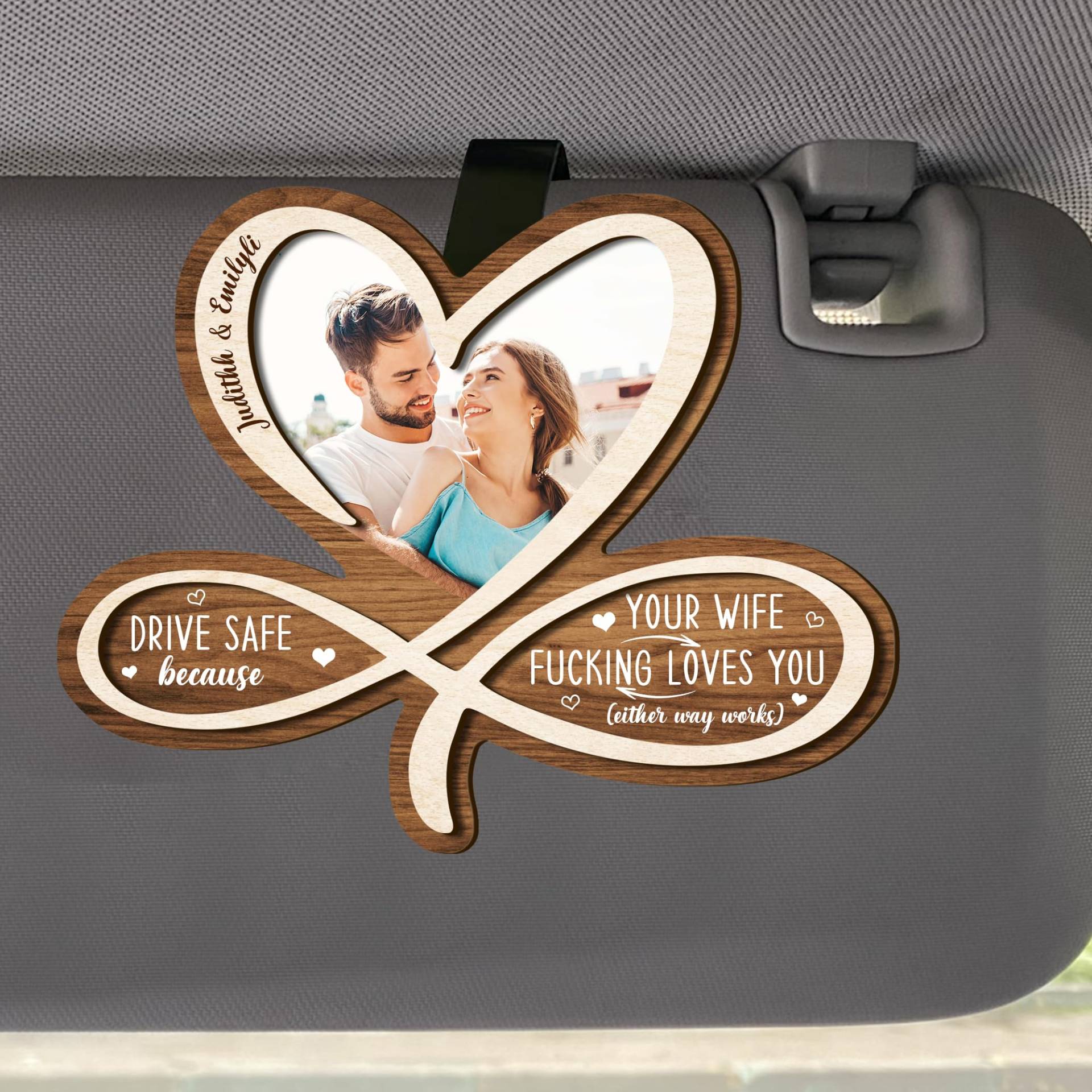 MYZQIFF Drive Safe I Love You Personalisiertes Bild Auto Visor Clip für Ehemann Freund, benutzerdefinierte Valentinstag Paar Bild Fotorahmen Auto Visor Clip, Bild Auto Foto Halter Rahmen (12) von MYZQIFF