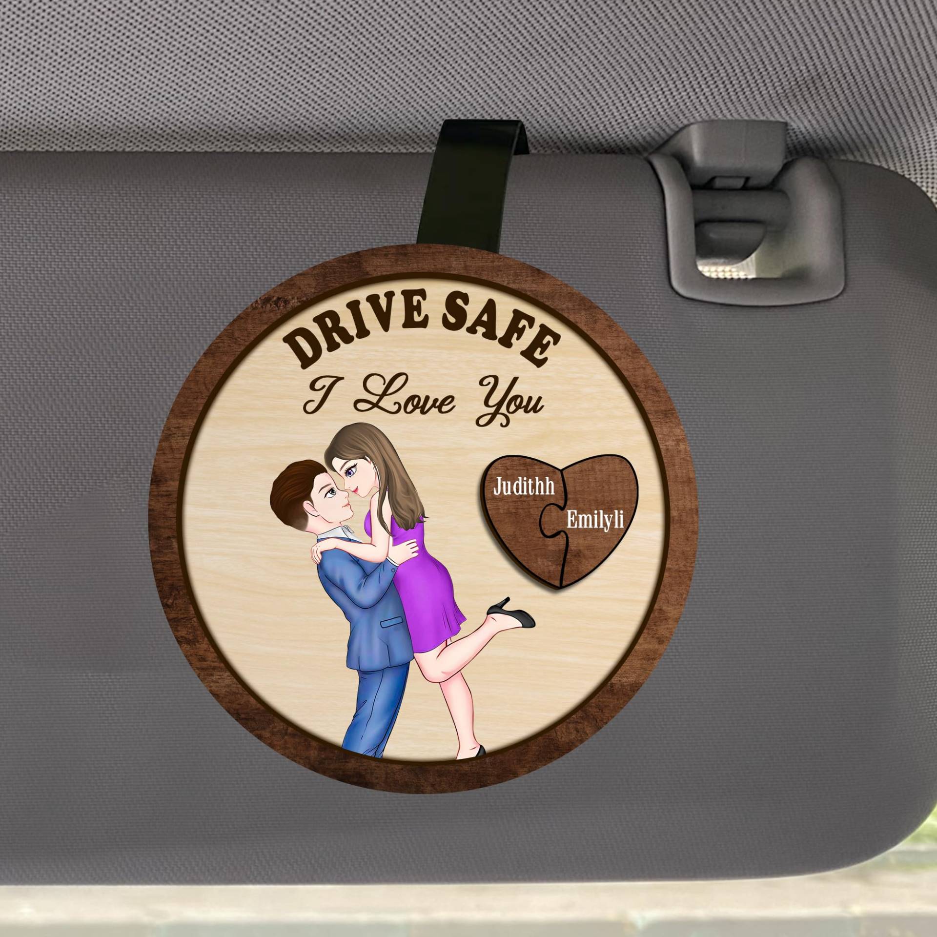 MYZQIFF Drive Safe I Love You Personalisiertes Bild Auto Visor Clip für Ehemann Freund, benutzerdefinierte Valentinstag Paar Bild Fotorahmen Auto Visor Clip, Bild Auto Foto Halter Rahmen (13) von MYZQIFF