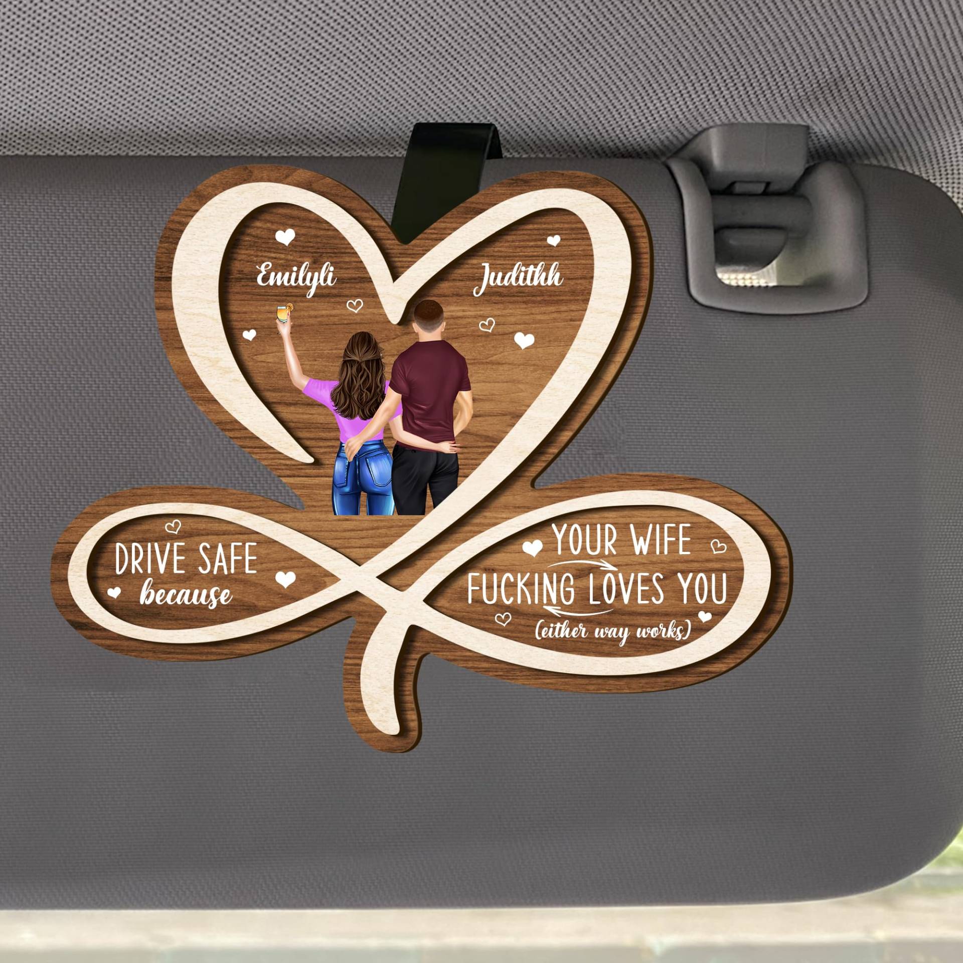 MYZQIFF Drive Safe I Love You Personalisiertes Bild Auto Visor Clip für Ehemann Freund, benutzerdefinierte Valentinstag Paar Bild Fotorahmen Auto Visor Clip, Bild Auto Foto Halter Rahmen (14) von MYZQIFF