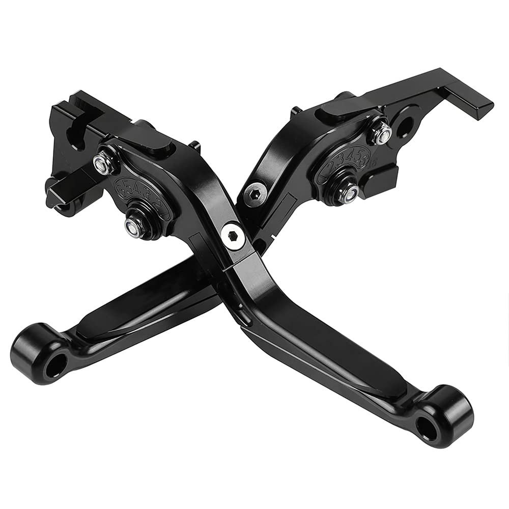 MZ-STORE CNC Aluminium Motorrad Einstellbar Faltbar Brems Kupplungshebel für MT09 MT 09 2014 2015 2016 2017 2018 2019 2020-Schwarz+Schwarz+Schwarz+Schwarz von MZ-STORE