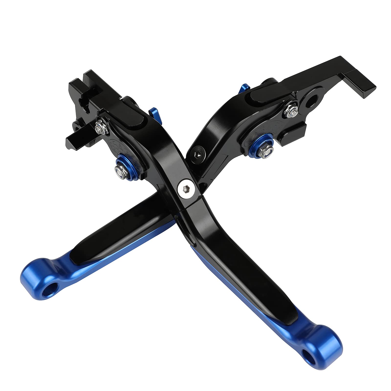 MZ-STORE Motorrad Einstellbar Faltbar Brems Kupplungshebel CNC Aluminium für MT07 2014-2020-Schwarz+Schwarz+Blau+Blau von MZ-STORE