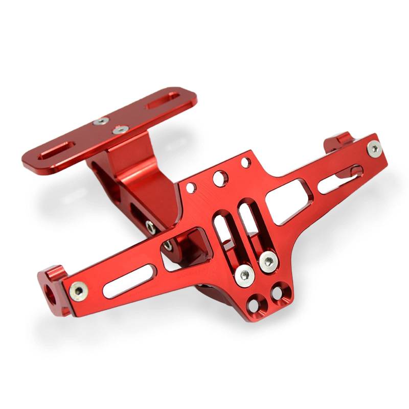 Universal CNC Aluminium Motorrad Hintere Kennzeichenhalter Nummernschildhalter mit Rücklicht für Z650 Z750 Z800 Z1000 Z900 Z300 Z250 (Rot) von MZ-STORE