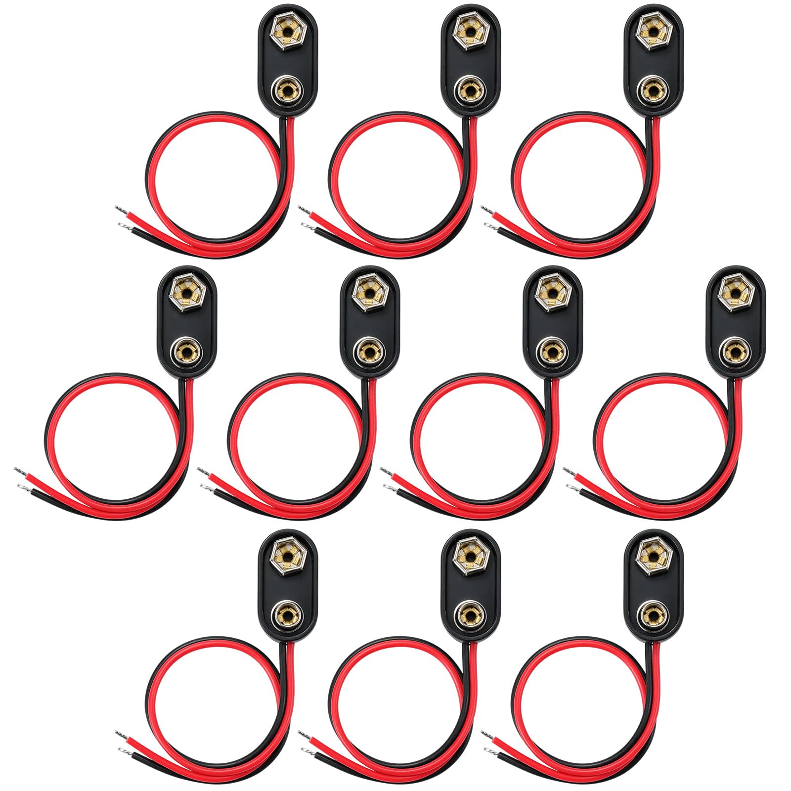 MZHOU 9V Batterie-Steckverbinder, 10 Stück Typ I 9V-Schnellsteckverbinder mit Leitungen und Hartplastikgehäuse für DIY-Experimente oder andere Geräte mit Batterien. von MZHOU