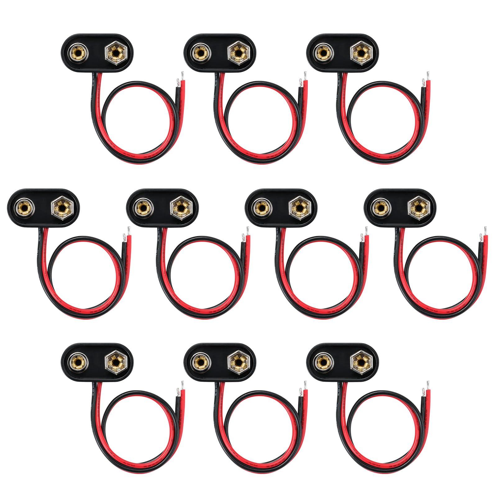 MZHOU 9V Battery Connector, 10 Pcs T-Type 9V Buckle Connector mit Draht und Hard Buckle Kunststoffgehäuse in DIY Experiment verwendet, oder andere Geräte mit Batterie. von MZHOU