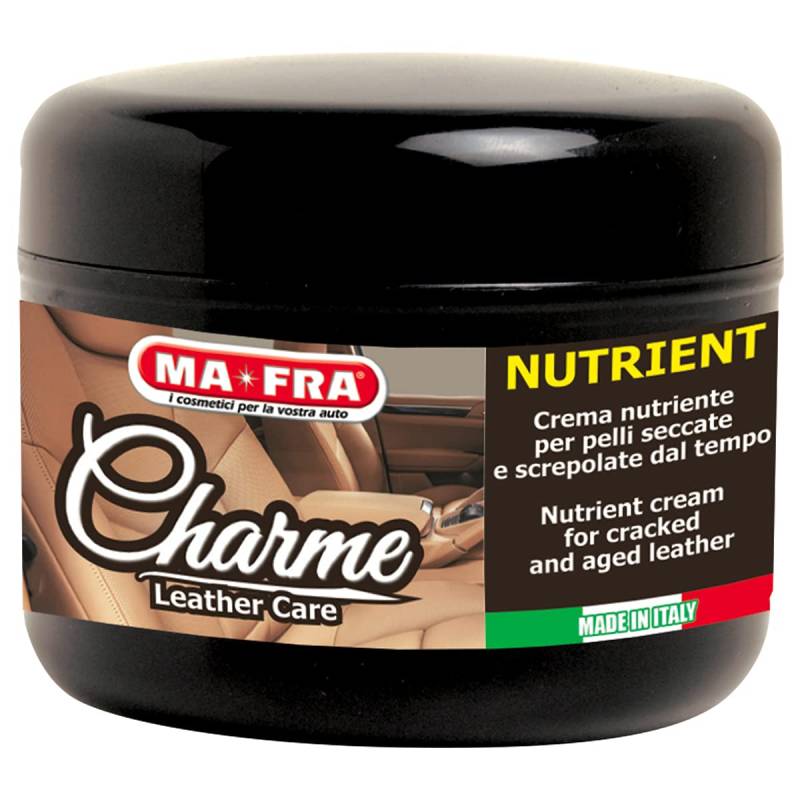 Ma-Fra, Charme Nutrient, Pflegende und reinigende Creme für Autoinnenräume aus Leder, ideal für die Reinigung, reduziert Falten und Verfärbungen, Anti-Aging-Effekt, 150-ml-Packung. von Mafra