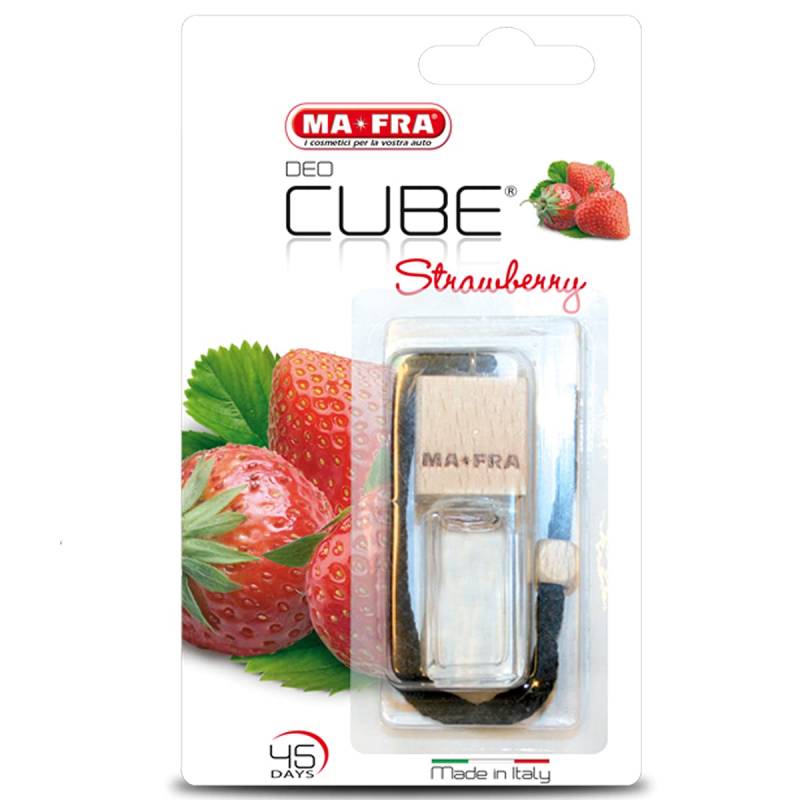 Ma-Fra, Deo Cube Strawberry, Erdbeer-Duft-Diffusor, Erfrischt Auto-Kabine und kleine Umgebungen, Elegantes Würfeldesign und Holzkappe, lang Anhaltender Duft 5ml Größe von Mafra