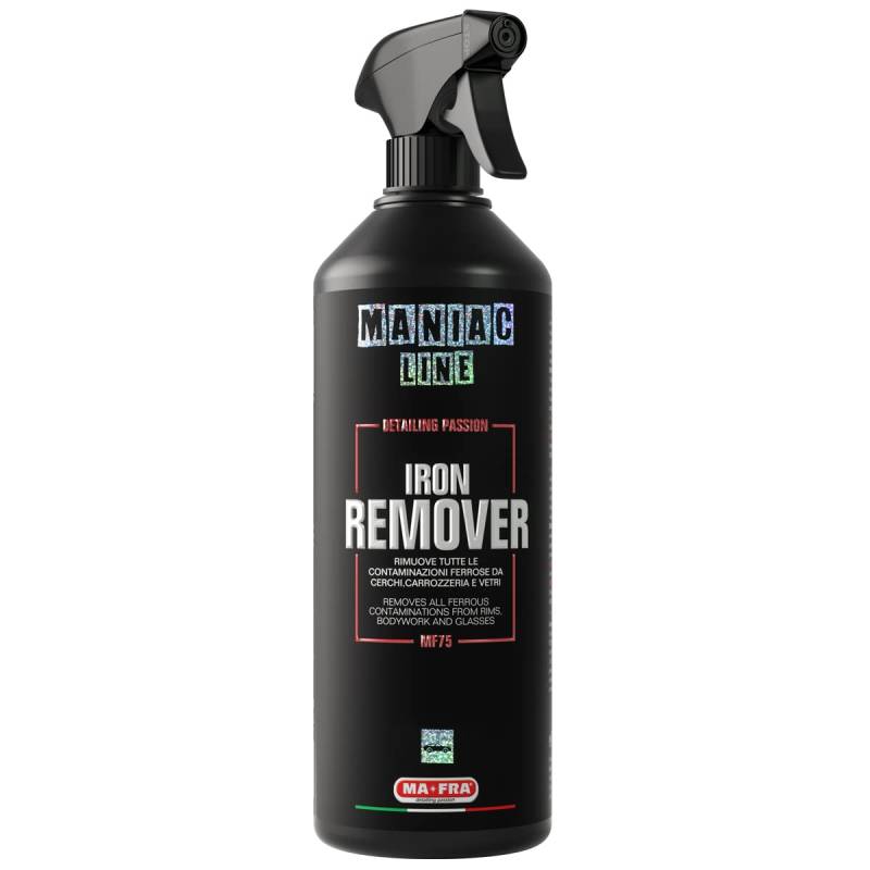 Ma-fra Maniac Car Detailing Line, Iron Remover Chemical 2-in-1 Konzentrat, reinigt und dekontaminiert, entfernt alle eisenhaltigen Verschmutzungen von Felgen, Karosserie und Glas, Format 1000 ml von MANIAC LINE MAFRA