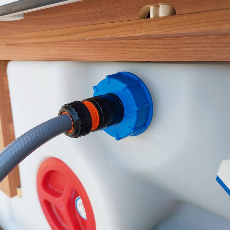 WATERTWIN Wohnmobil Wasser Tankadapter | Caravan Einfüllstutzen Zubehör | Wassertankdeckel mit doppelt Gardena Anschluss (Adapter für Tankdeckel IG60 GROBGEWINDE) von MaJoCompTec